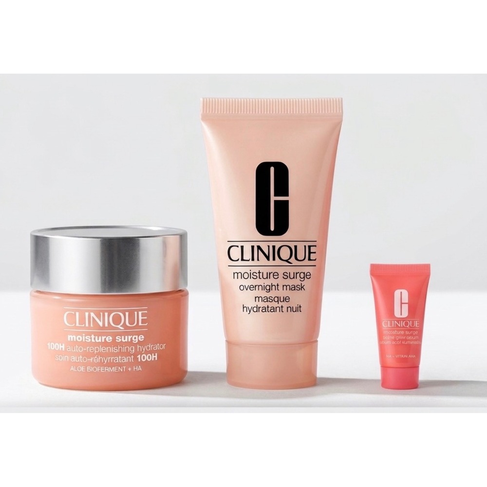 Clinique Womens Moisture Surge Set 3 Piece Serum Mask 100H Hydrator Skincare New